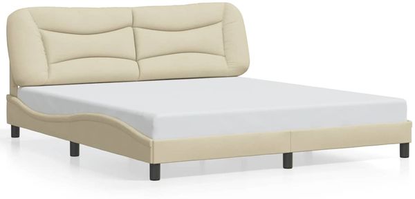 Doppelbett, Bettgestell Modernen ohne Matratze Creme 180x200 cm Stoff d2006e