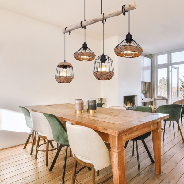 Hängeleuchte, schwarz, dunkelbraun, Hanfseil, L 105 cm Bild 8