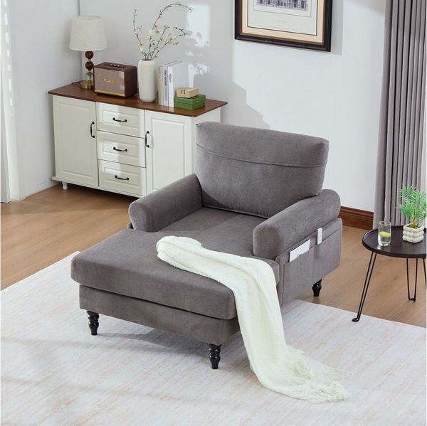 BlingBin Sofa Relaxsessel Einzelsofa Polstersessel, Sessel 1 Teile, Holzsofa-Beine mit bequemer Rückenlehne und Armlehnen Seitentaschen