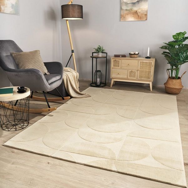 TT Home Teppich Diele, Esszimmer, Flur, Schlafzimmer, Wohnzimmer, Rechteckig, Höhe: 14 mm, Wohnzimmer Teppich Esszimmer Kurzflor Geometrische Optik Skandi Boho U