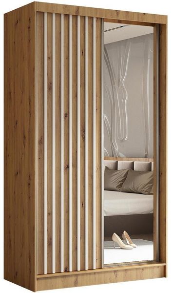 Beautysofa Kleiderschrank Helix (Garderobe mit Scharniertüren, mit Spiegel, schwarzes / weißes / graues / artisan) mit Lamellen