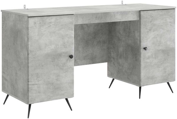 vidaXL Schreibtisch mit Tür Betongrau 142,5 x 50 x 75 cm Holzwerkstoff 3414633