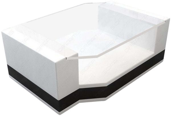 Couchtisch Leder Messana – Elegantes Design - Echtleder - Weiß-Schwarz