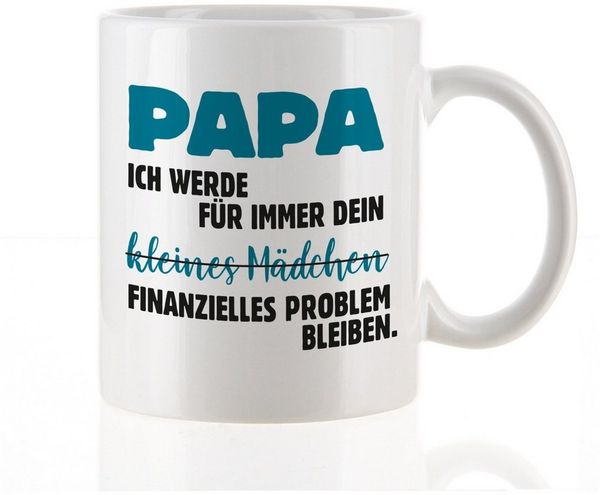 Herz & Heim Tasse für Papa als lustiges Geschenk zum Vatertag "Finanzielles Problem", Keramik, mit Aufdruck