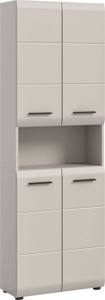 welltime Stauraumschrank FLORENZ, Höhe 185 cm, 4 oder 6 Türen, viel Stauraum (1-St, TOPSELLER) hochwertige MDF Front, Griff schwarz, Badschrank, Bad