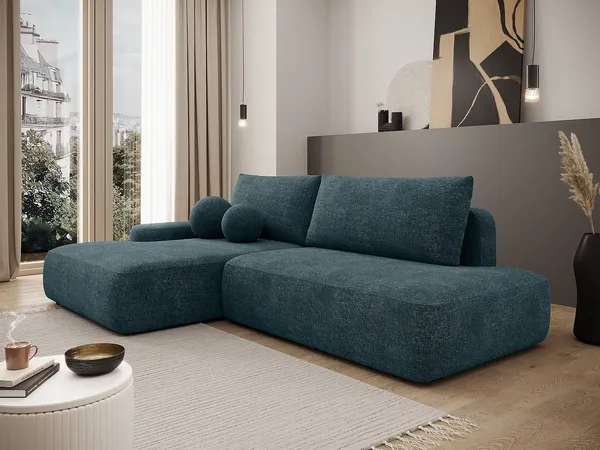 Vente-unique - DAVISO Sofa Stoff Blau - B 164 cm x H 87 cm x L 276 cm