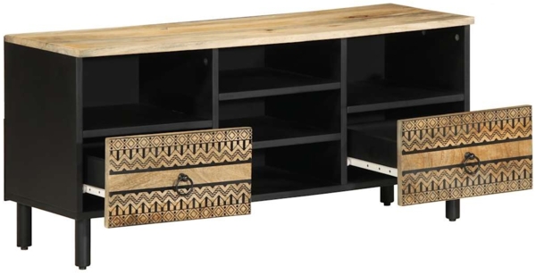 vidaXL TV-Schrank Schwarz 100x33,5x46 cm Raues Mangoholz 4018646