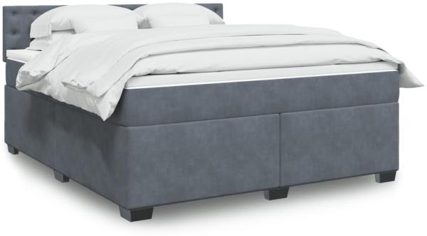 vidaXL Boxspringbett mit Matratze Dunkelgrau 180x200 cm Samt 3286391