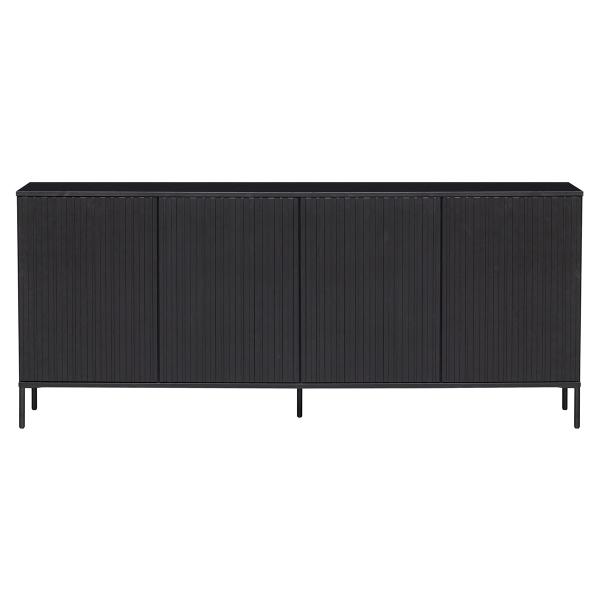 Sideboard Gravure aus Kiefernholz, Schwarz