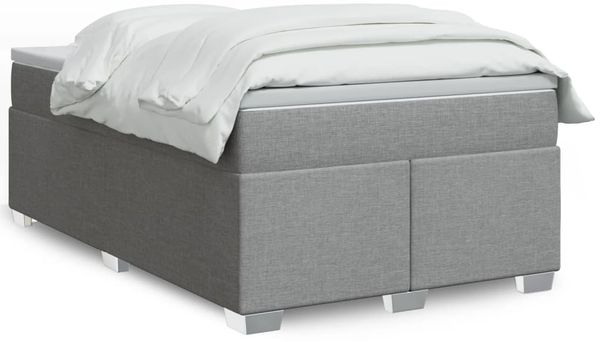 vidaXL Boxspringbett mit Matratze Hellgrau 120x190 cm Stoff 3285116