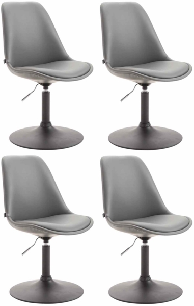 CLP 4er Set Esszimmerstühle Maverick Kunstleder drehbar und stufenlos verstellbar,grau schwarz