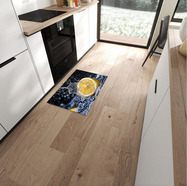 Primedeco Teppich Küchenteppich Zitronenspritzer PVC rutschfest abwaschbar Läufer, Rechteckig, Höhe: 3 mm, Pflegeleicht & Wasserabweisend