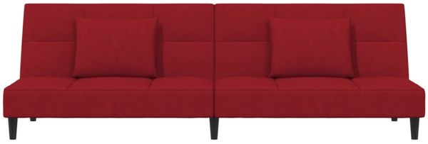vidaXL Schlafsofa 2-Sitzer mit 2 Kissen Weinrot Samt 375811 Bild 6