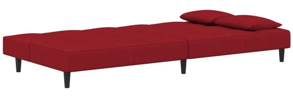 vidaXL Schlafsofa 2-Sitzer mit 2 Kissen Weinrot Samt 375811 Bild 5