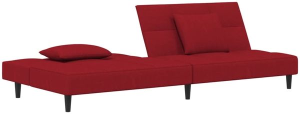 vidaXL Schlafsofa 2-Sitzer mit 2 Kissen Weinrot Samt 375811 Bild 4