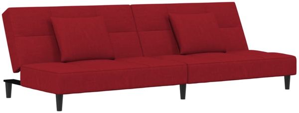 vidaXL Schlafsofa 2-Sitzer mit 2 Kissen Weinrot Samt 375811 Bild 2