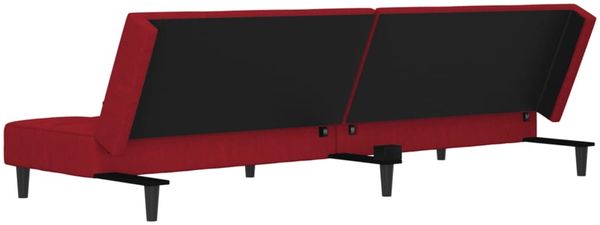vidaXL Schlafsofa 2-Sitzer mit 2 Kissen Weinrot Samt 375811 Bild 8