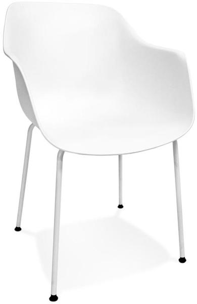 Kadima Design Küchenstuhl Ergonomisch Weiß | 57 x 56,5 x 81 cm | Pflegeleicht | Terrasse & Garten | Metall-Beine