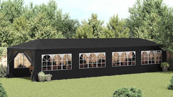 vidaXL Partyzelt, PE / Stahl anthrazit, 3x12 m