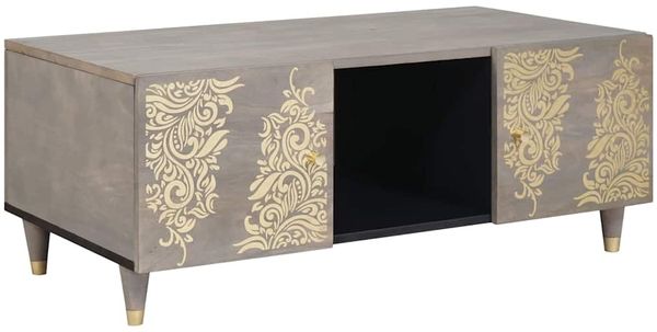 vidaXL Couchtisch Grau 100 x 54 x 40 cm Massivholz Mango 4018784