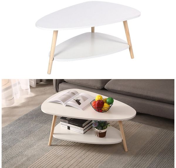 JEOBEST Couchtisch Wohnzimmertisch aus Holz mit 2 Etagen Ablagen, Beistelltisch Sofatisch, Kaffeetisch Skandinavischer Stil, Einfache Aufbau