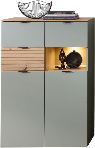 Highboard >Ina< in Grün, Holzwerkstoff - 84x125x45cm (BxHxT)