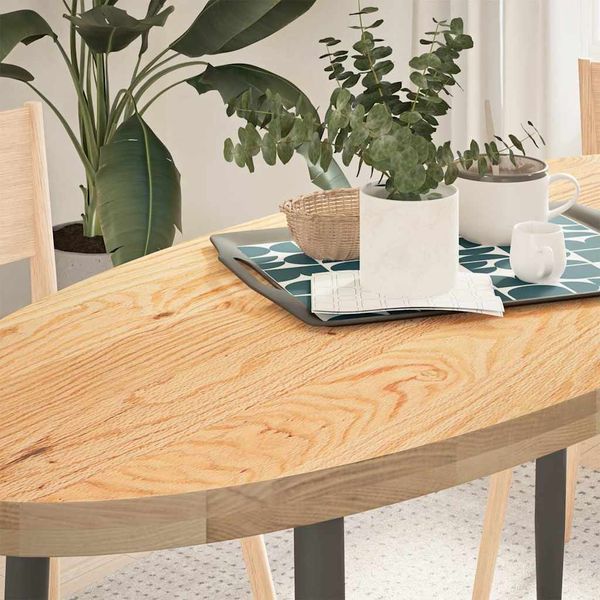 vidaXL Tischplatte 140x60x4 cm Massivholz Eiche Oval 4009044
