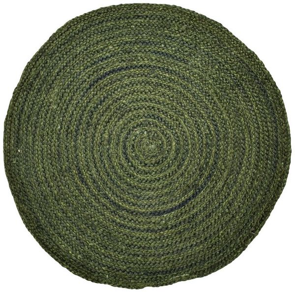 Marrakesch Orient & Mediterran Interior Teppich Ethno Boho Deko Jute Teppich Abrila Rund 100cm Grün, Handarbeit