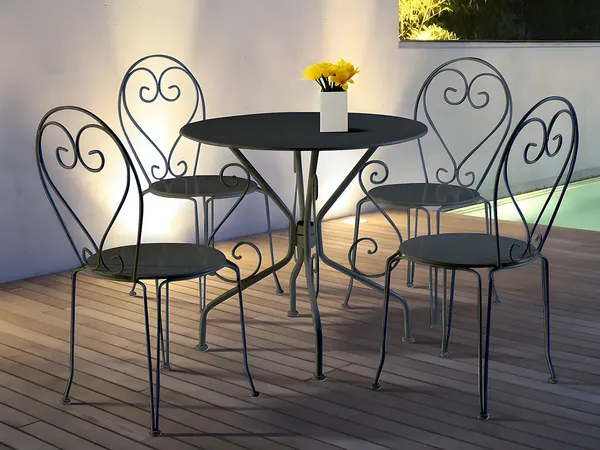 Vente-unique - GUERMANTES Garden dining set Metall Grau - B 47 cm80 cm x H 71 cm90 cm x L 43 cm80 cm
