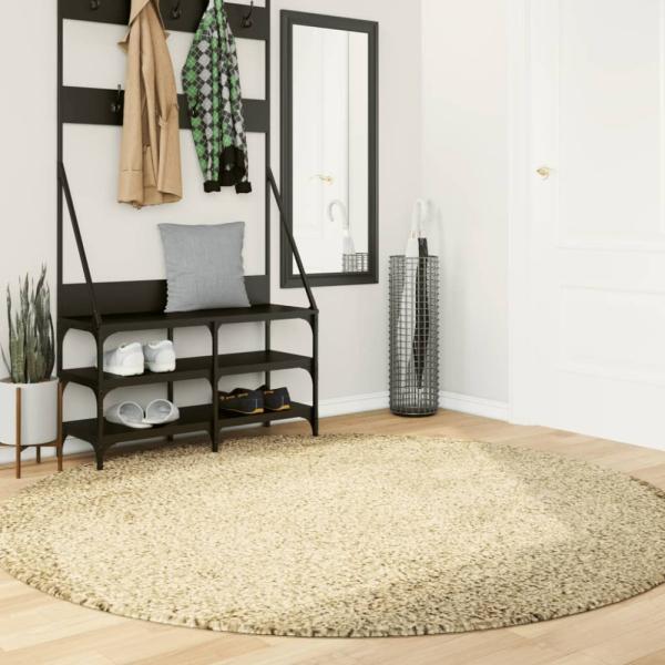 vidaXL Teppich Shaggy Hochflor Modern Golden Ø 200 cm 375357