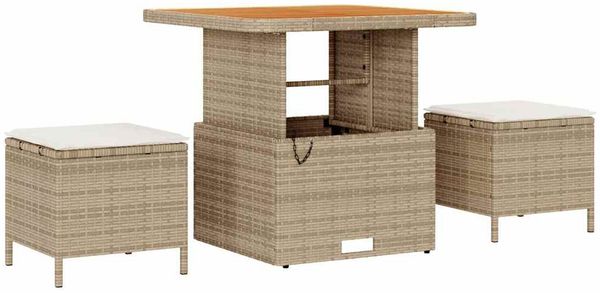 vidaXL Gartensofa-set mit Kissen 9 pcs Beige Poly-Rattan 3361436 Bild 6