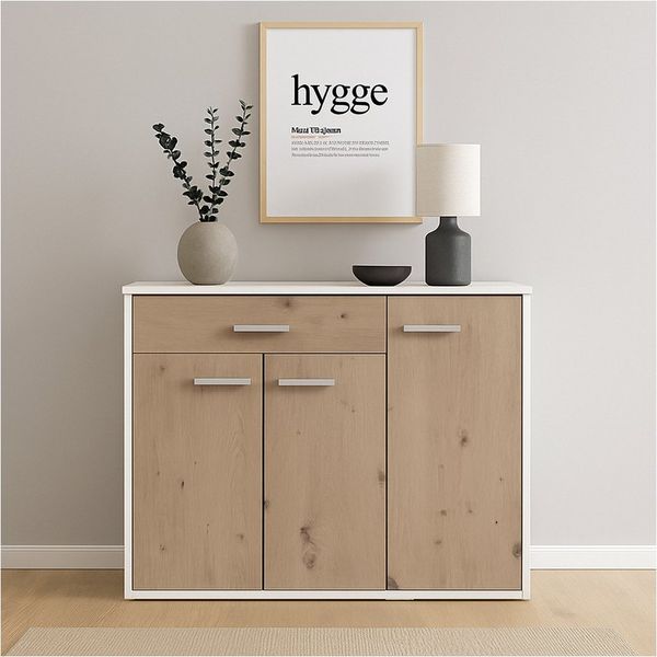 HTI-Living Sideboard Sideboard Nina Weiß Artisaneiche (Stück, 1 Sideboard), Anrichte Kommode Schrank