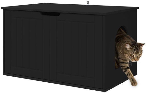vidaXL Katzenhaus Schwarz 85 x 55 x 50,5 cm Holzwerkstoff 8000717 Bild 3