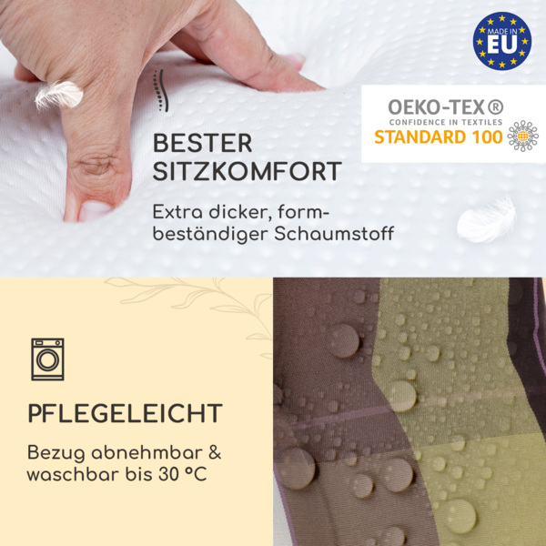 Sylt Polsterauflage Sesselauflage Kopfkissen Polyester 50 x 120 x 9 cm Grün kariert Bild 5