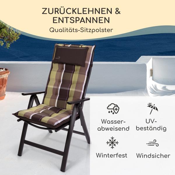 Sylt Polsterauflage Sesselauflage Kopfkissen Polyester 50 x 120 x 9 cm Grün kariert Bild 2