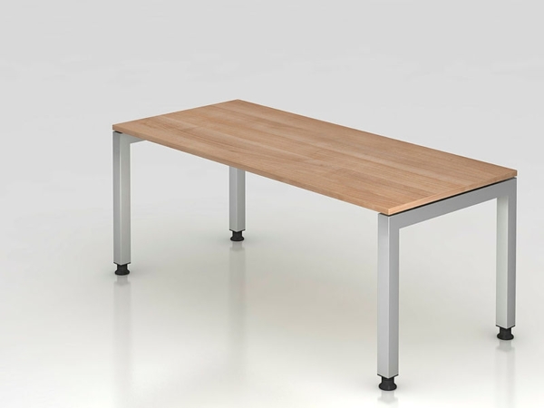 Schreibtisch JS19 U-Fuß eckig 180x80cm Nussbaum Gestellfarbe: Silber