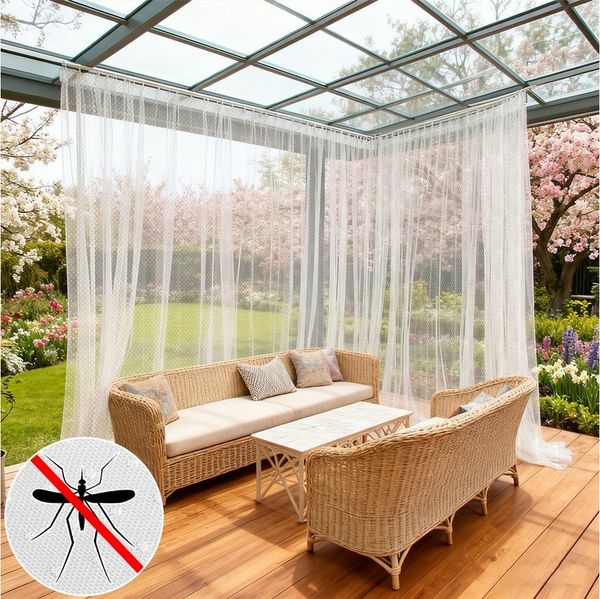 Sunicol Outdoorvorhang Transparent Terrasse Gardine Moskitonetz für Pergola & Pavillon (2 St), Moskitonetz Vorhang für Veranda und Garten