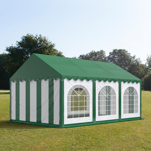 Festzelt Partyzelt 3x6 m PREMIUM, hochwertige PVC Plane 750 N in grün-weiß 100% wasserdicht mit Bodenrahmen Bild 2