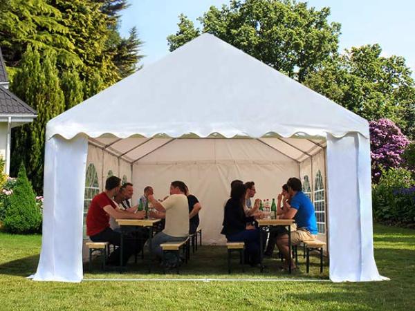 Festzelt Partyzelt 3x6 m PREMIUM, hochwertige PVC Plane 750 N in grün-weiß 100% wasserdicht mit Bodenrahmen Bild 4