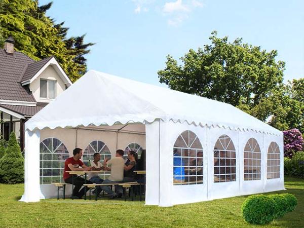Festzelt Partyzelt 3x6 m PREMIUM, hochwertige PVC Plane 750 N in grün-weiß 100% wasserdicht mit Bodenrahmen Bild 3