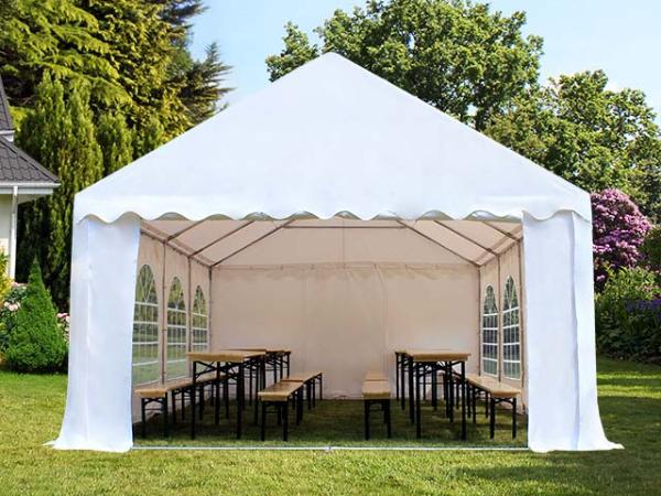 Festzelt Partyzelt 3x6 m PREMIUM, hochwertige PVC Plane 750 N in grün-weiß 100% wasserdicht mit Bodenrahmen Bild 6