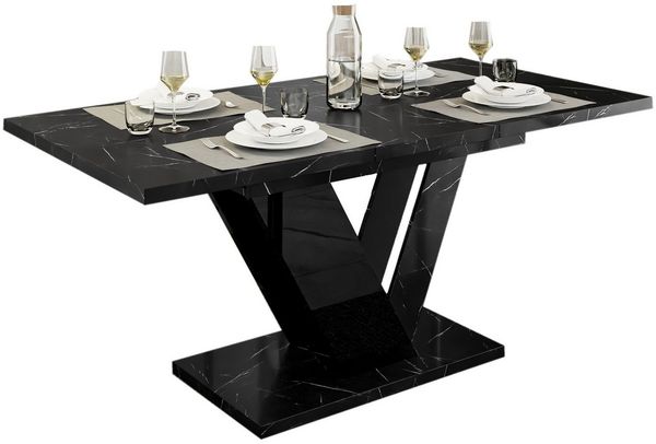 Compleo Esstisch DUBAI, 120-160x80x76 cm (Ausziehbar - 1x Einlegeplatte), Rechteck