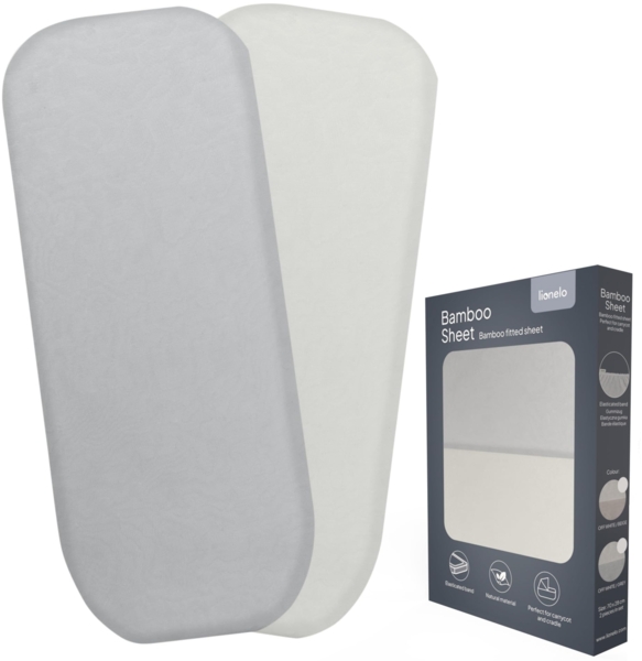 Lionelo Bambus-Spannbettlaken 70x28 cm, 2er-Set. Für Babys, für Babywannen und Babybetten, Natürliches Material, Atmungsaktiv und Weich, Hautfreundlich, Bamboo Sheet