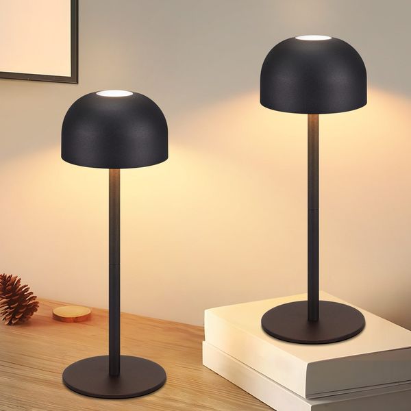 ZMH LED Tischlampe kabellos dimmbar mit Akku 2ER - Höhenverstellbare Schreibtischlampe Touch (3000K/4500K/6000K), USB-C Aufladbar, IP44 wasserdicht für Büro, Esszimmer, Homeoffice | Schwarz