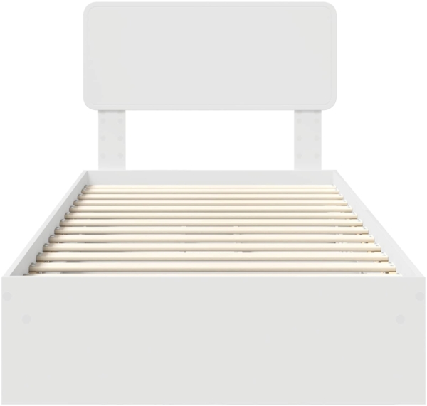 vidaXL Aufbewahrungsbett mit Kopfteil Weiß 100x200 cm Holzwerkstoff 3412304 Bild 7