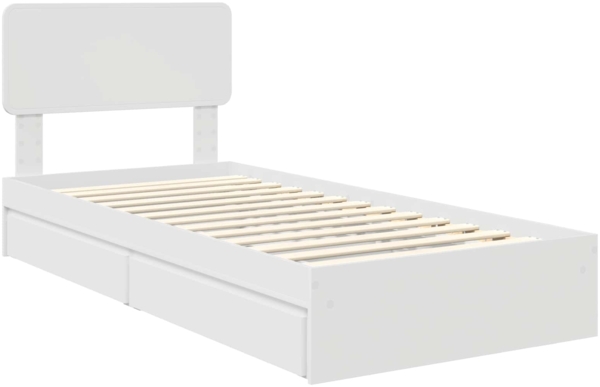 vidaXL Aufbewahrungsbett mit Kopfteil Weiß 100x200 cm Holzwerkstoff 3412304 Bild 3