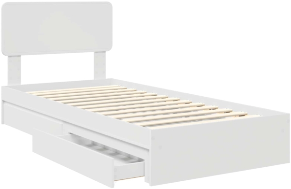 vidaXL Aufbewahrungsbett mit Kopfteil Weiß 100x200 cm Holzwerkstoff 3412304 Bild 4