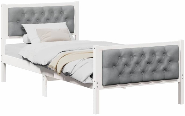 vidaXL Bettrahmen Hellgrau 90 x 190 cm Massives Kiefernholz 878438 Bild 2