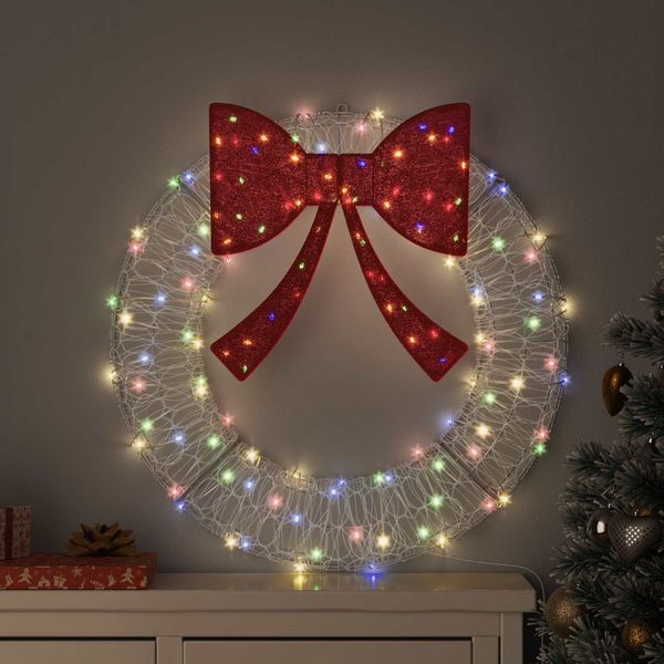 vidaXL Kranz mit 60 LEDs Mehrfarbig 76 x 76 x 8,5 cm Acryl 42019124