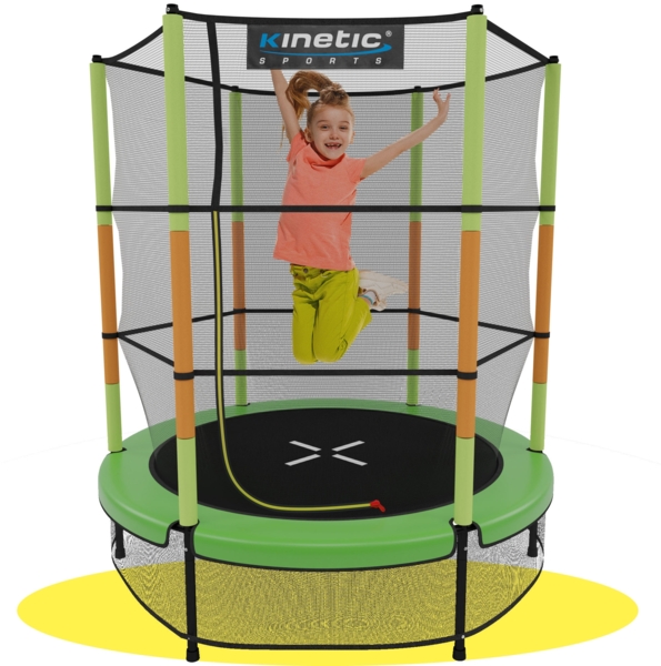 Kinetic Sports Gartentrampolin JUMPER 140, Ø 140 cm, Gummiseil Fun Jumper mit Sicherheitsnetz, Schutzpolster